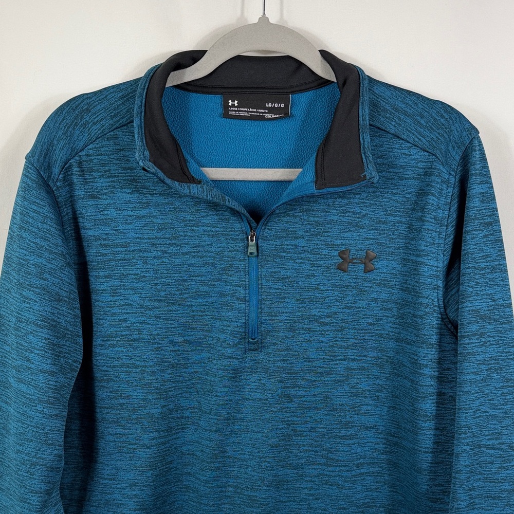 Under Armour Loose Teal Quarter-Zip Pullover Coldgear Fleece lined. Mens size L - Picture 2 of 8